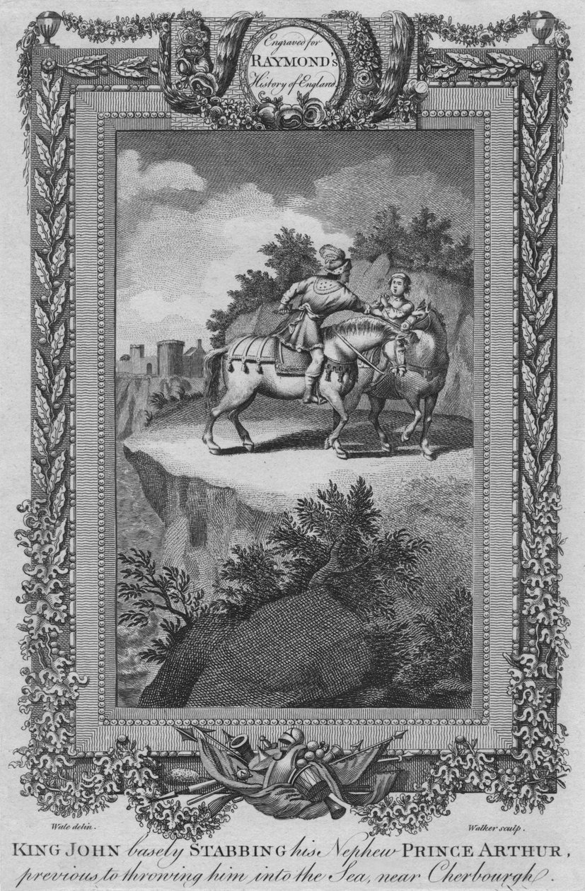 قام الملك جون بطعن ابن أخيه الأمير آرثر ، قبل رميه في البحر ، c1787 بواسطة غير معروف