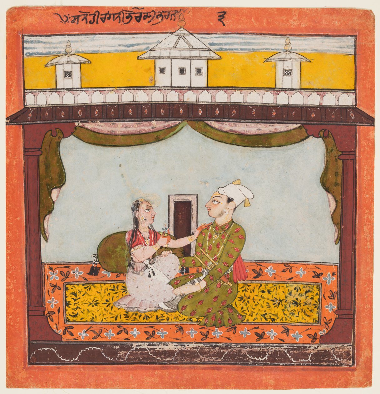 الملك والملكة في زنانة: Sandehi Ragini ، زوجة بهايرافا ... ، c1690-95. بواسطة غير معروف