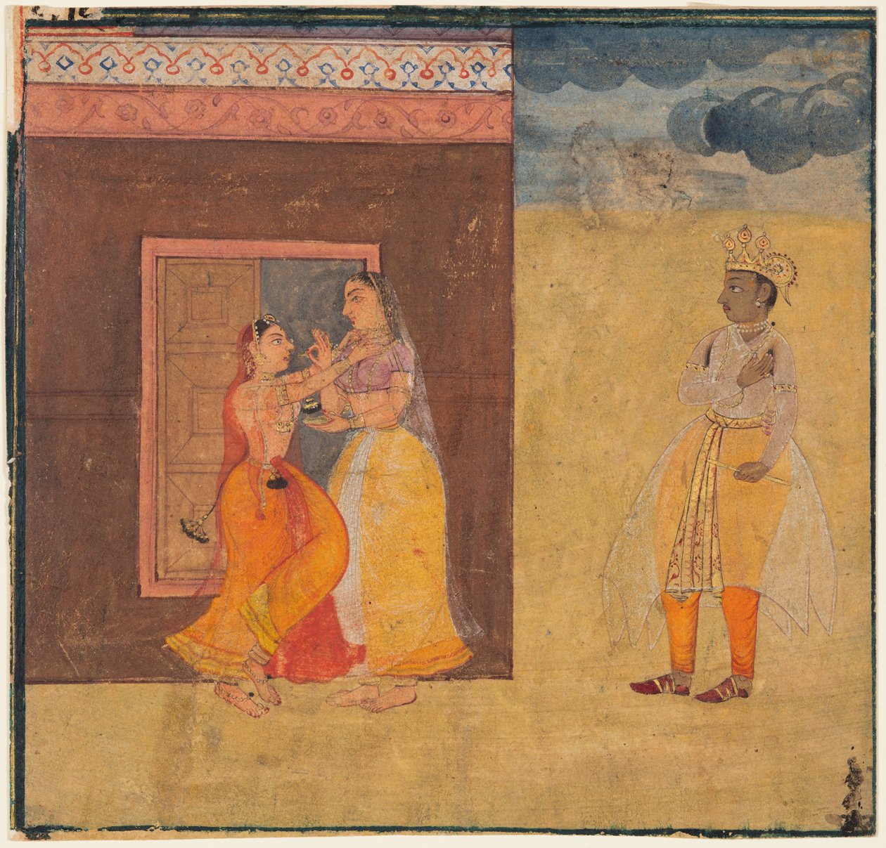 كريشنا أبهيساريكا نايكا ، من مخطوطة Rasikapriya ، ج. 1615-25. بواسطة غير معروف