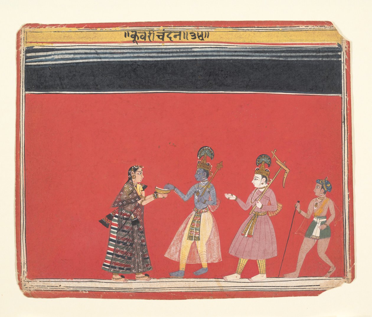 كريشنا يقبل تقدمة من Trivakra ذات الأحدب ... ، كاليفورنيا. 1650. بواسطة غير معروف