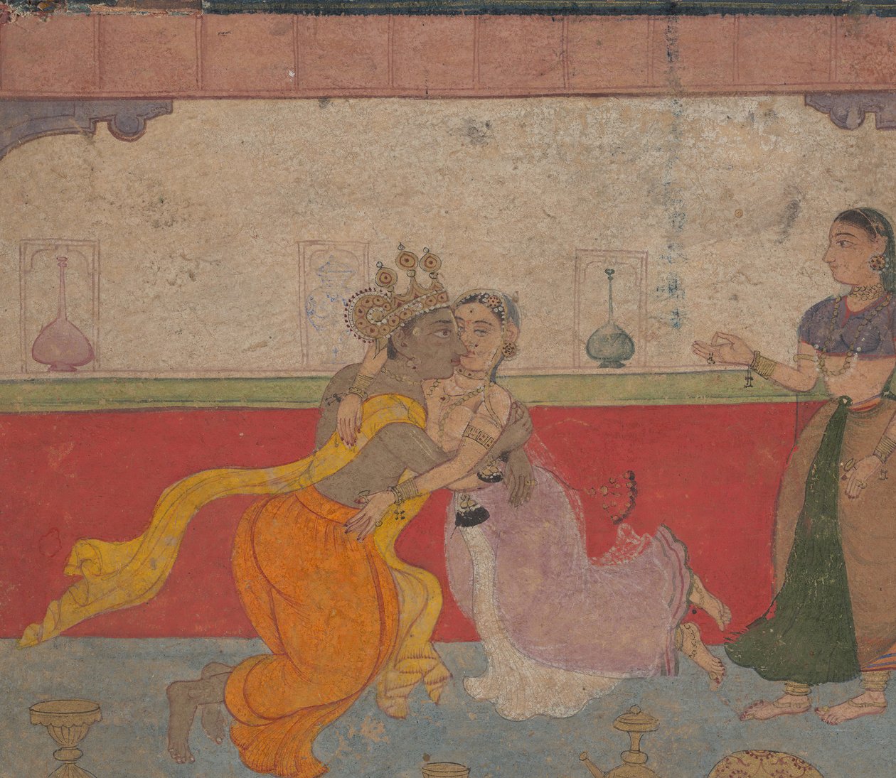 Krishna Kisses Radha: صفحة من Boston Rasikapriya Lovers Breviary ، حوالي 1610. بواسطة غير معروف