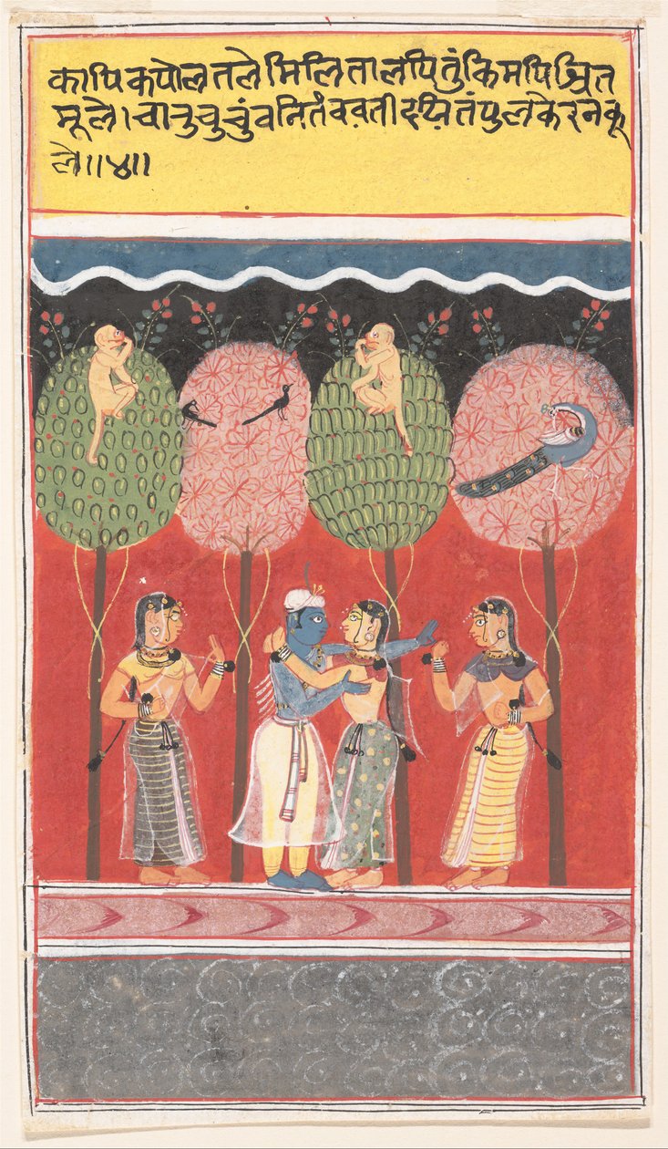 كريشنا ريفيلز مع جوبيس ... من أغنية غيتا غوفيندا المشتتة لرعاة البقر ، c1630-40. بواسطة غير معروف