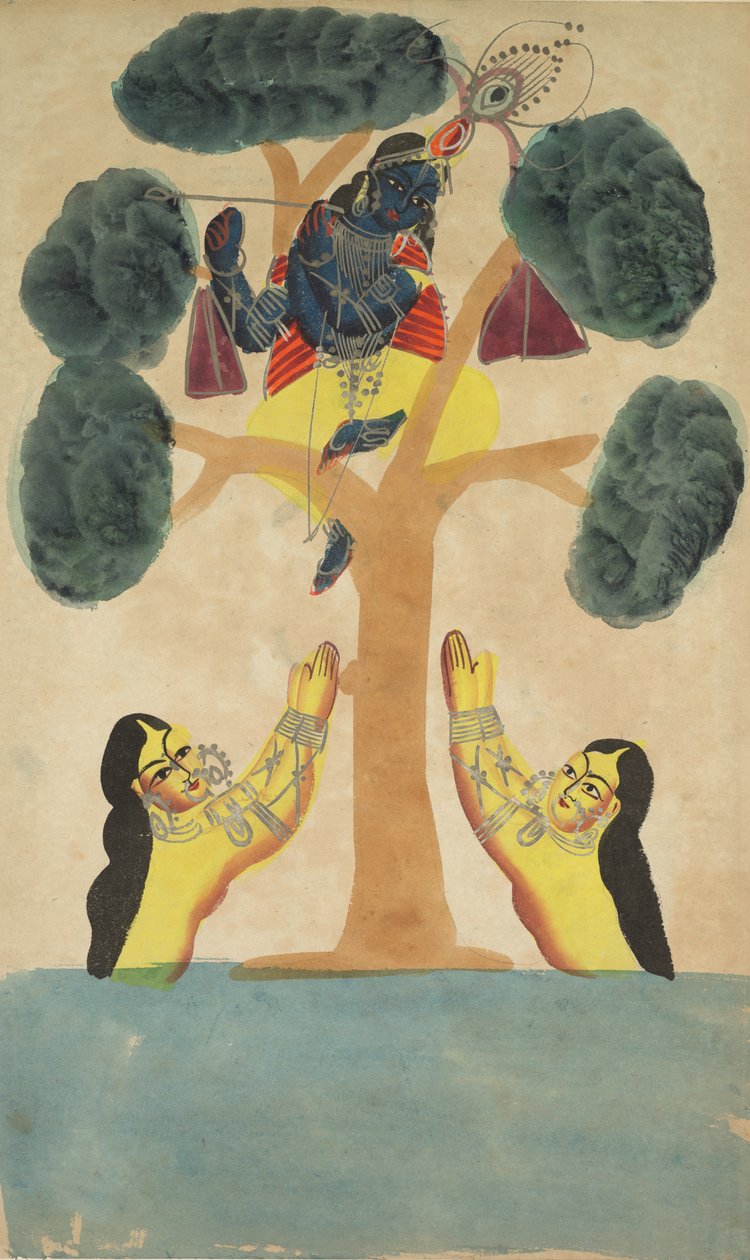 كريشنا يسرق ملابس رعاة البقر جوبيس ، 1800s. بواسطة غير معروف
