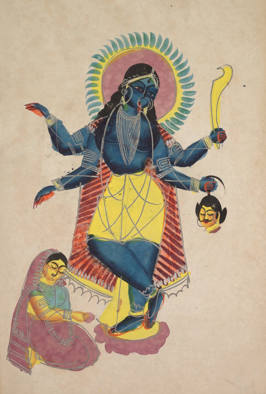 كريشنا مثل كالي يعبدها رادها ، 1800s. بواسطة غير معروف