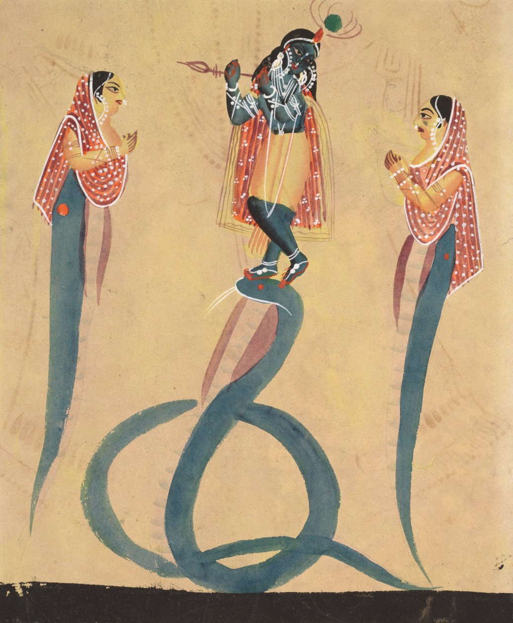 كريشنا مثل كالي يعبدها رادها ، 1800s. بواسطة غير معروف