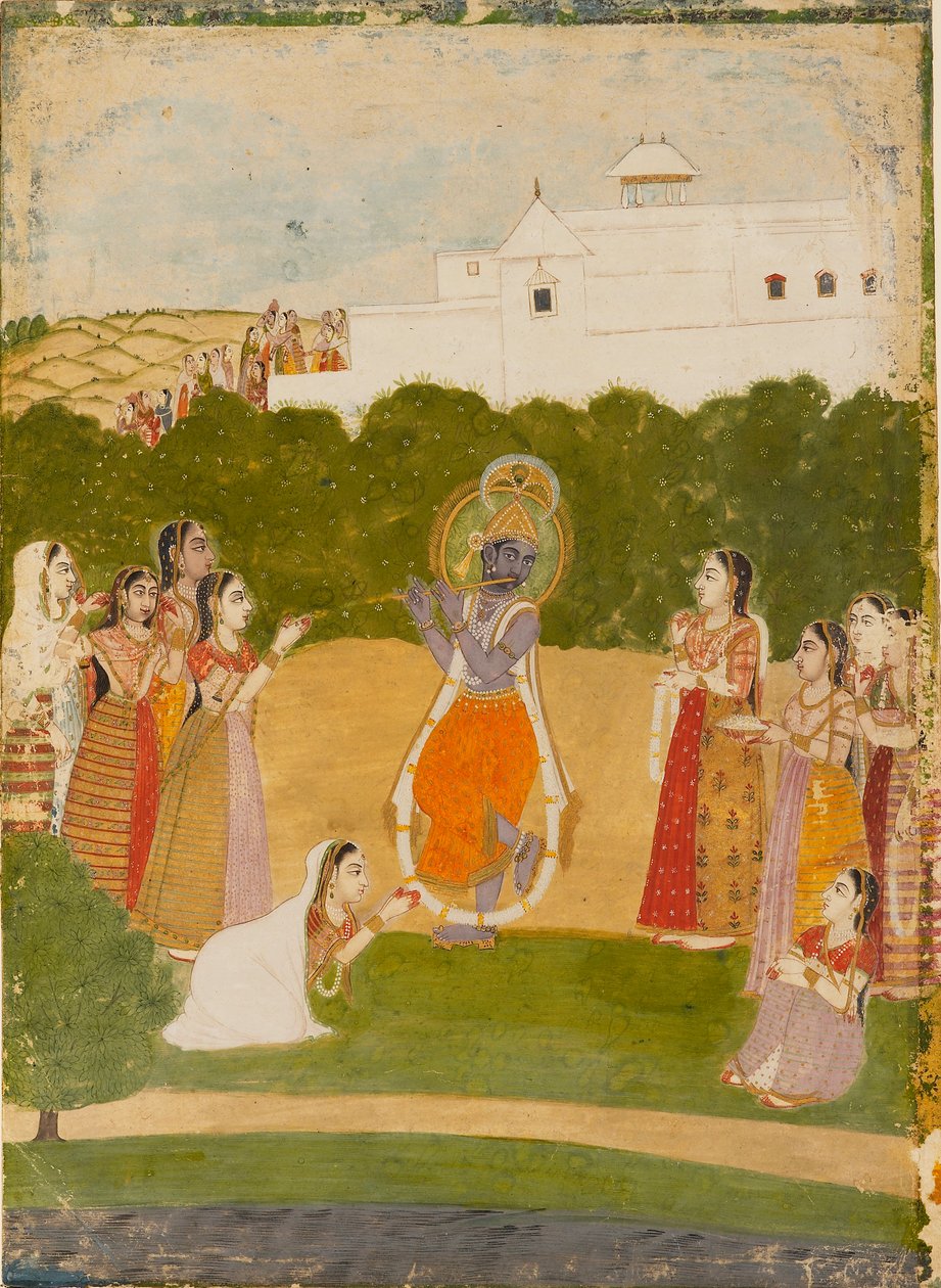 كريشنا بجانب نهر يعزف على الفلوت ، 1720 بواسطة غير معروف