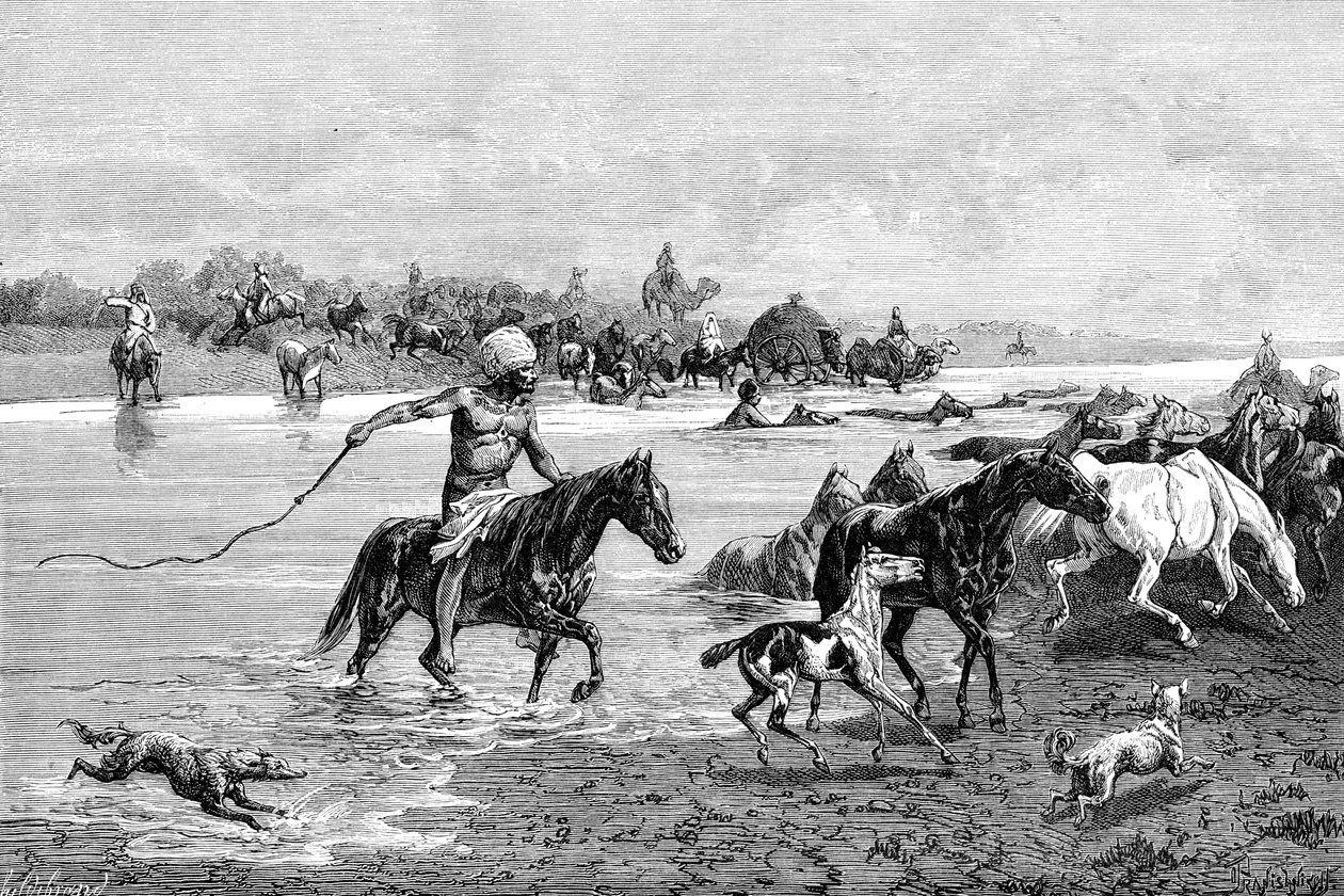 قيرغيزستان عبور نهر ، قيرغيزستان ، 1895 بواسطة غير معروف