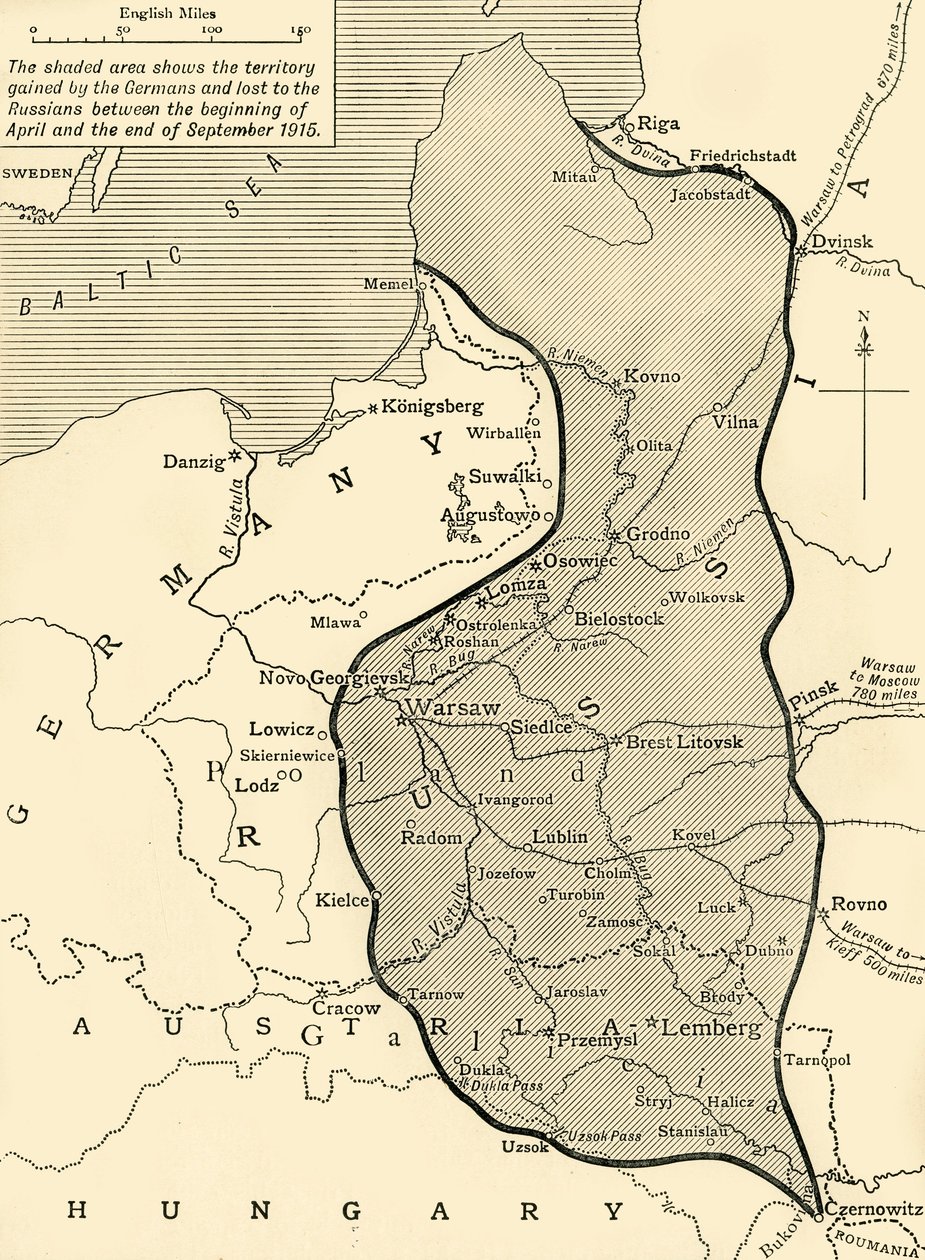 أرض استولت عليها ألمانيا من روسيا ، الحرب العالمية الأولى ، 1915 ، c1920. بواسطة غير معروف