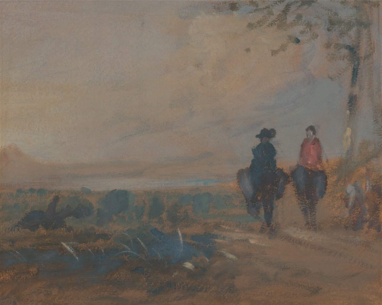 منظر طبيعي مع بحيرة وشخصيتين ، كاليفورنيا. 1820. بواسطة غير معروف