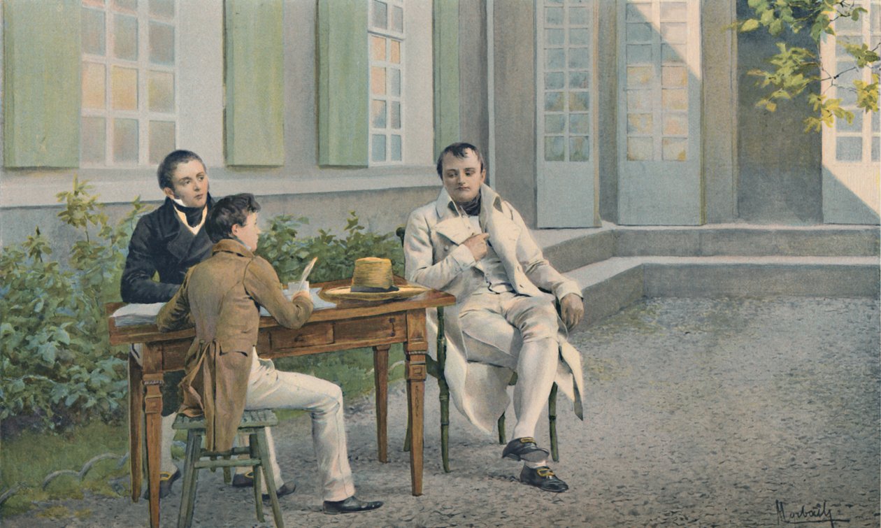 لاس كاساس وابنه يكتب تاريخ نابليون تحت إملائه ، c1815 ، 1896. بواسطة غير معروف