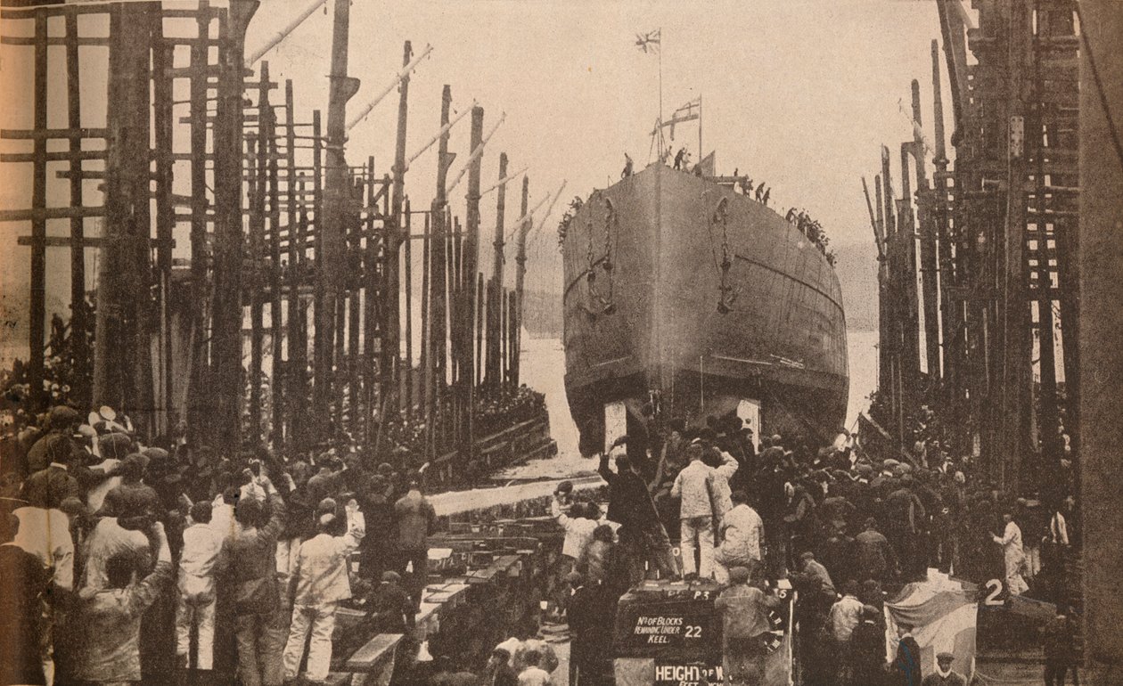 إطلاق HMS Lion في أغسطس 1910 ، c1910 ، 1935 بواسطة غير معروف