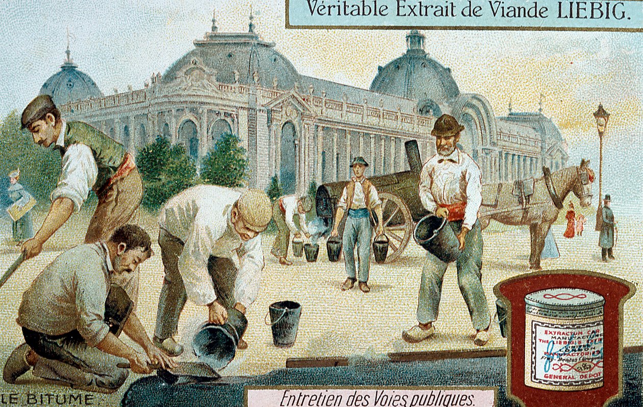 وضع سطح طريق البيتومين في شارع باريس ، c1900 بواسطة غير معروف