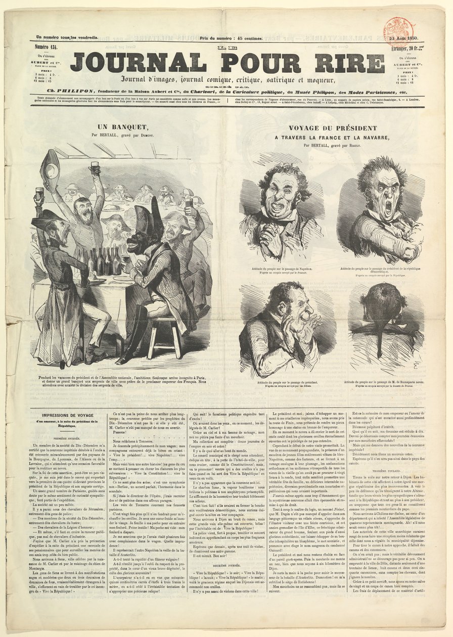 Le Journal Pour Rire، Journal dIimages، Journal Comique، Critique، Satirique e ...، 23 أغسطس 1850. بواسطة غير معروف