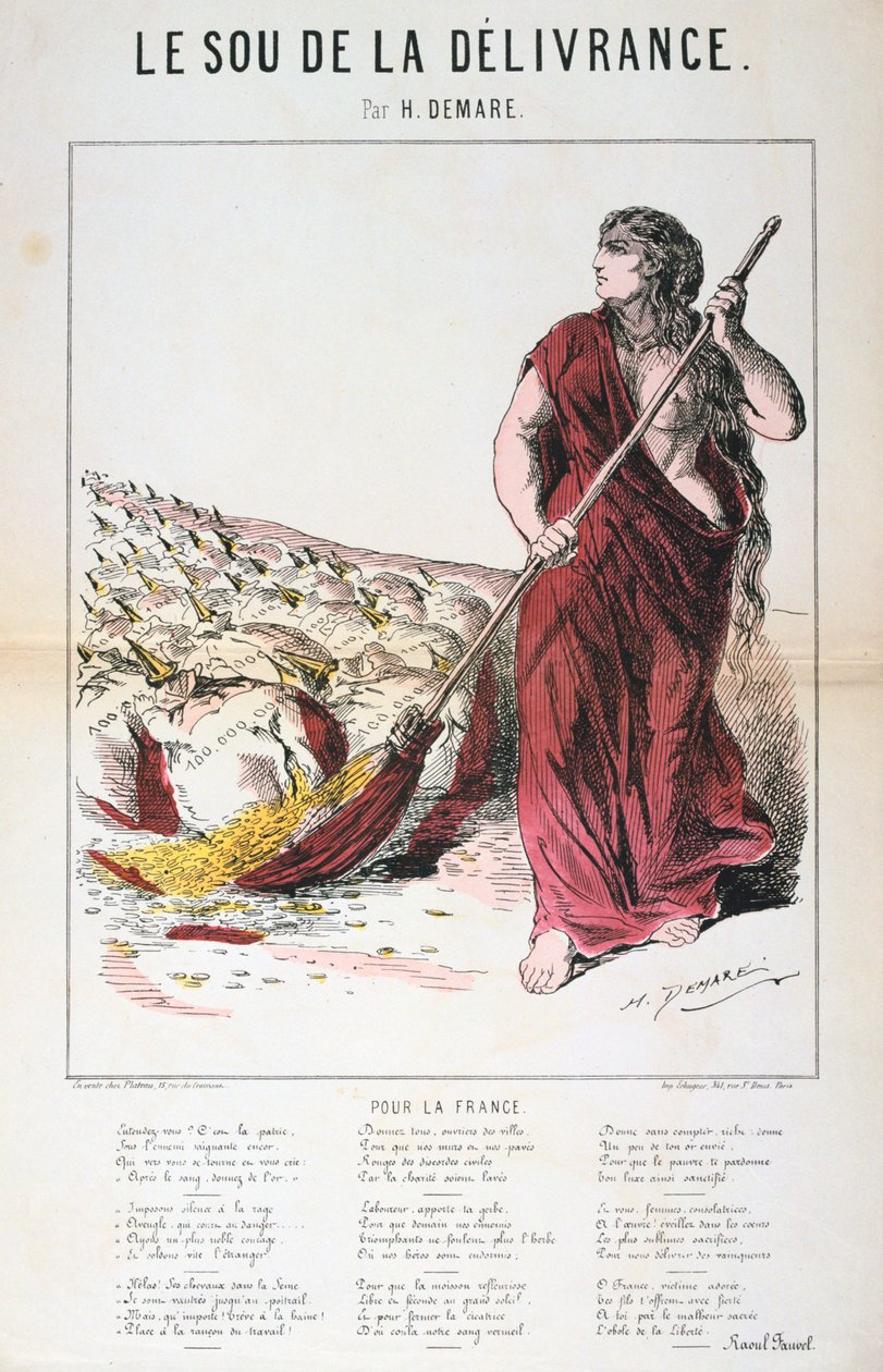 كاريكاتير Le Sou de la Delivrance وورقة أغنية ، الحرب الفرنسية البروسية ، 1870-1871 بواسطة غير معروف