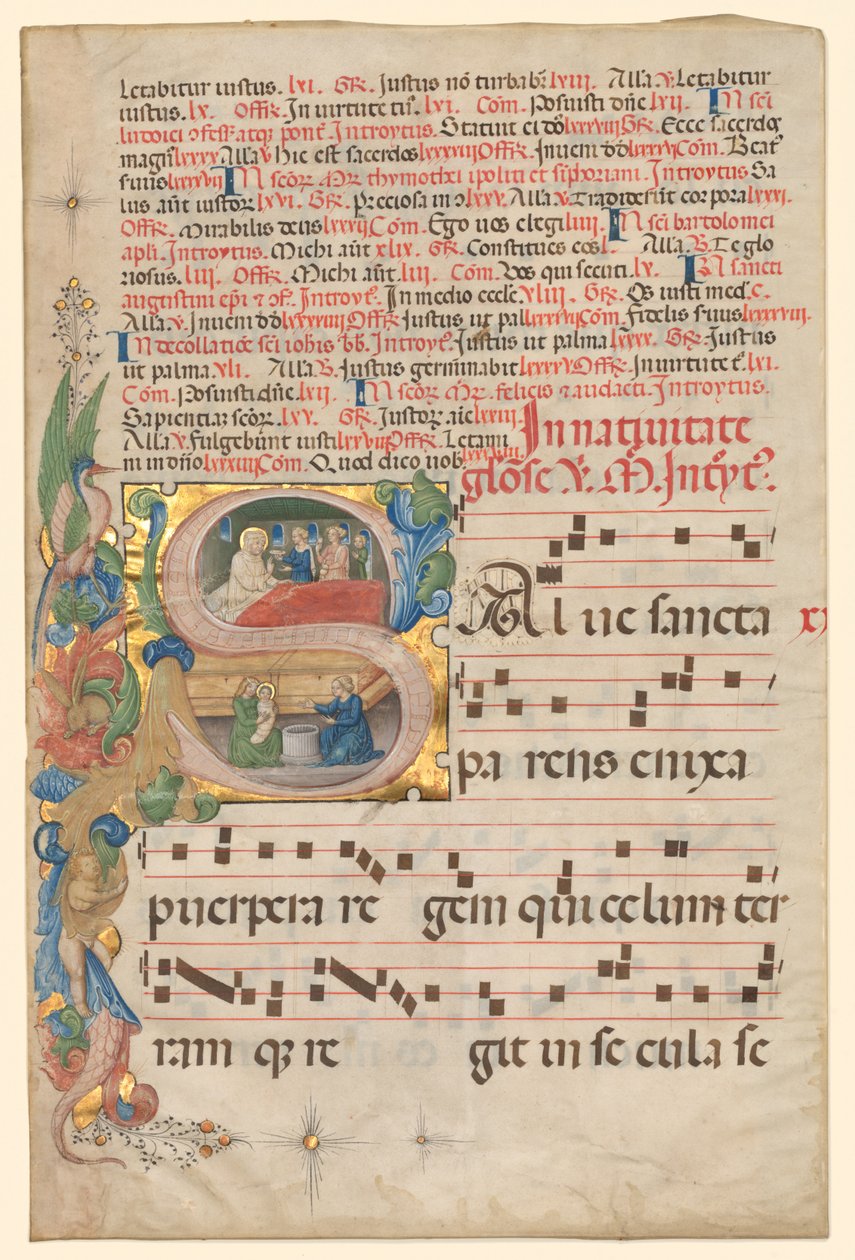 Leaf from a Gradual: Historical Initial S [alve Sancta Parens] ...، c. 1420-1450. بواسطة غير معروف