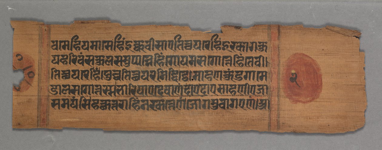 ورقة من مخطوطة جاين: Kalpa-sutra: Kalpa-sutra: text verso، 1278. بواسطة غير معروف