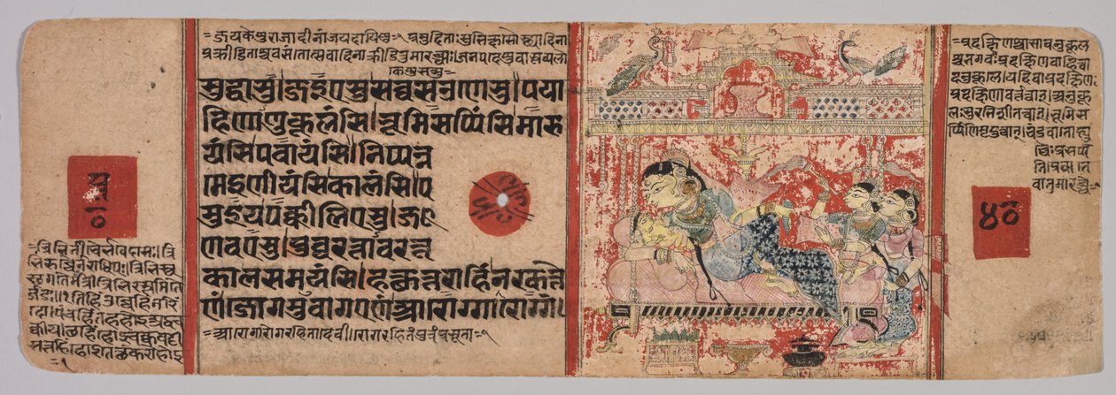 ورقة من مخطوط جاين: Kalpa-sutra: Text recto، c. 1400. بواسطة غير معروف