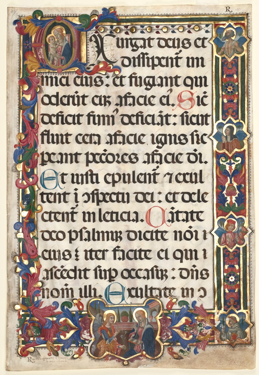 ورقة من سفر المزامير مع حدود كاملة مع بيان الميداليات ، SS. جيروم ، كلير ... ، 1475. بواسطة غير معروف