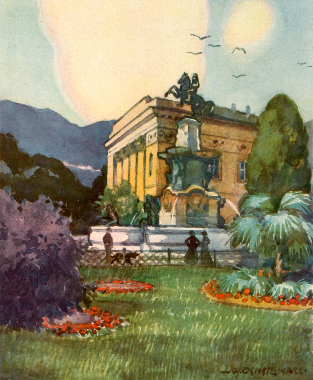 Leopoldsbrunnen und Stadttheater ، نافورة ليوبولدز ومسرح المدينة ، c1929. بواسطة غير معروف