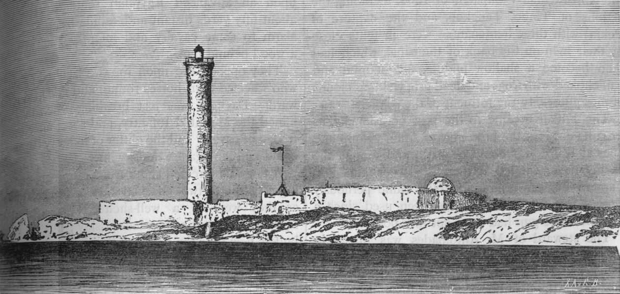 المنارة في جزيرة باروس ، الإسكندرية ، c1882 بواسطة غير معروف
