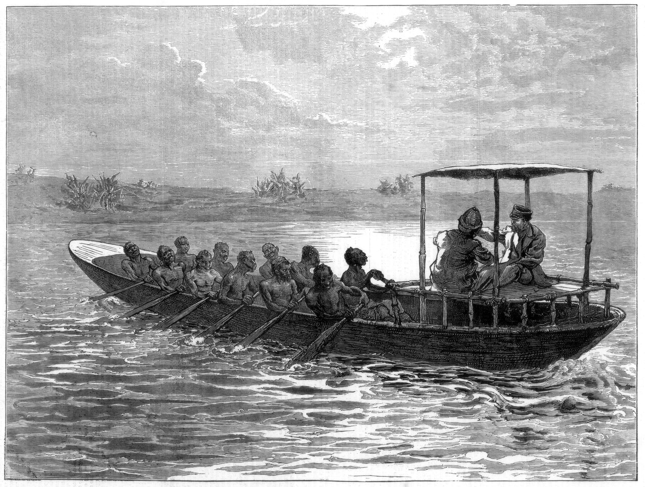 ليفينغستون وستانلي يتجهان من أوجيجي إلى نهر روسيزي ، 1871 بواسطة غير معروف
