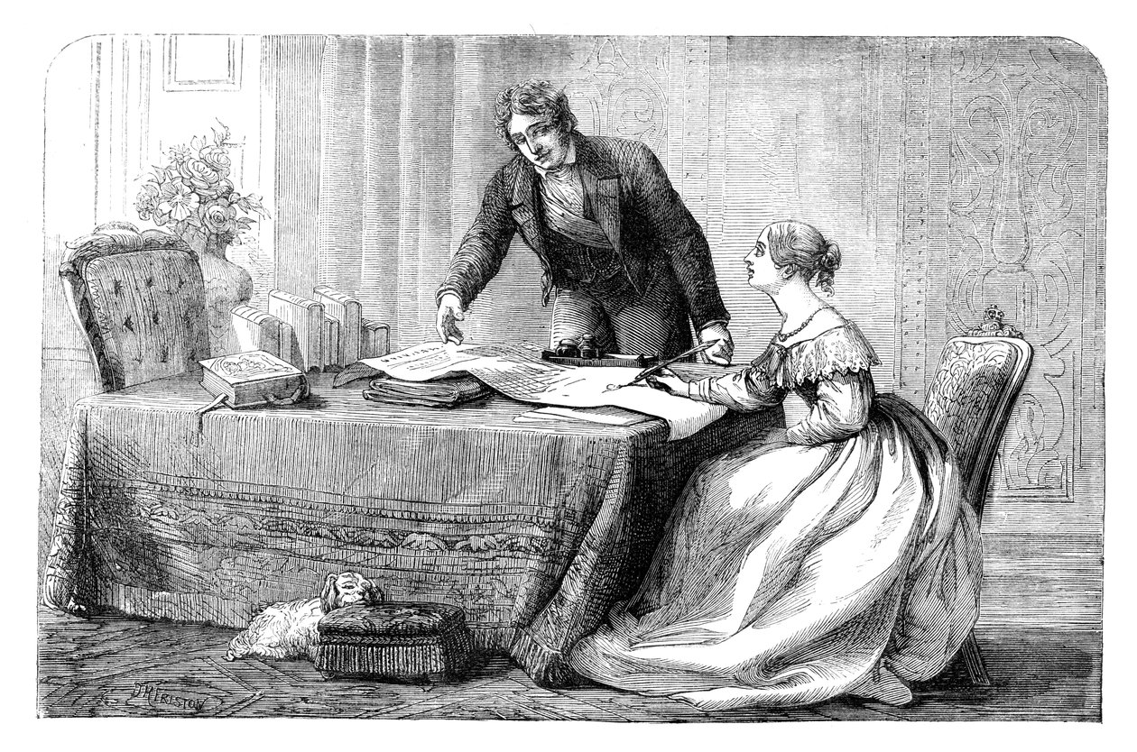 اللورد ملبورن 1779-1848 يرشد الملكة فيكتوريا الصغيرة 1819-1901 ، 1837 c1895 بواسطة غير معروف