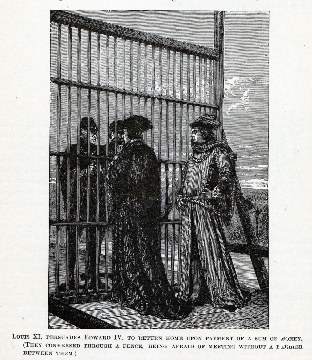 يقنع لويس الحادي عشر إدوارد الرابع بالعودة إلى منزله بمبلغ من المال ، 1882 بواسطة غير معروف