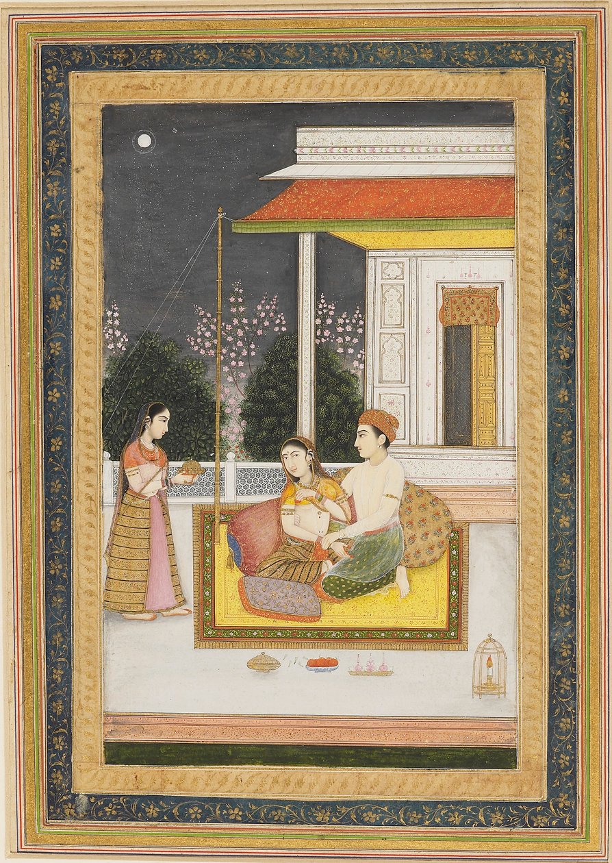 مشهد الحب على الشرفة في الليل ، c1790 بواسطة غير معروف