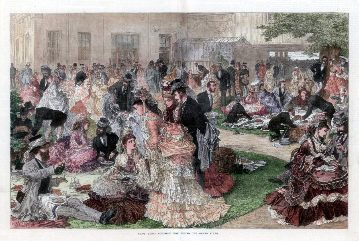 وقت غداء خلف المدرج الكبير ، سباقات أسكوت ، 1872 بواسطة غير معروف