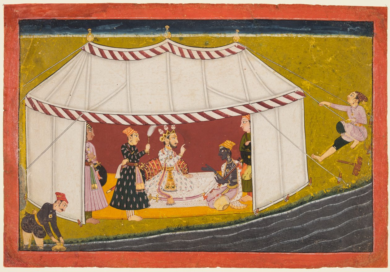 Madhava في خيمة أمام حاكم ، من سلسلة Madhavanala Kamakandala ، ج. 1700. بواسطة غير معروف