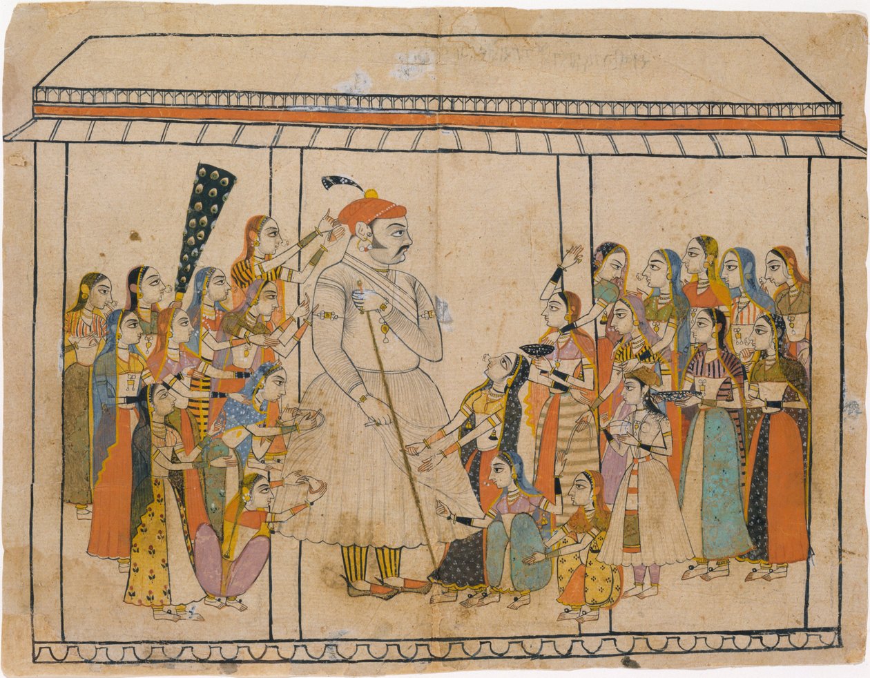 المهراجا راج سينج يعشق من قبل سيداته ، كاليفورنيا. 1710-20. بواسطة غير معروف