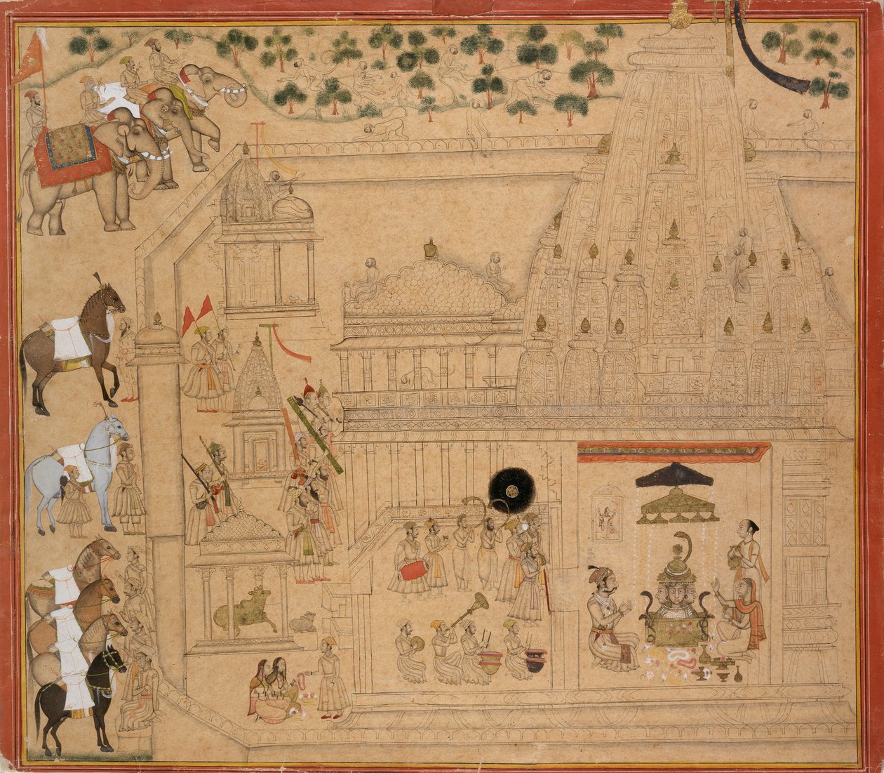 Maharana Amar Singh of Mewar في معبد Eklingji ، c1705 بواسطة غير معروف