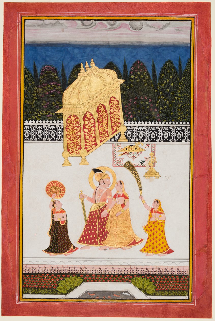 ماهارانا آري سينغ ج. 1761-1773 وقريبته على الشرفة ، ج. 1761. بواسطة غير معروف