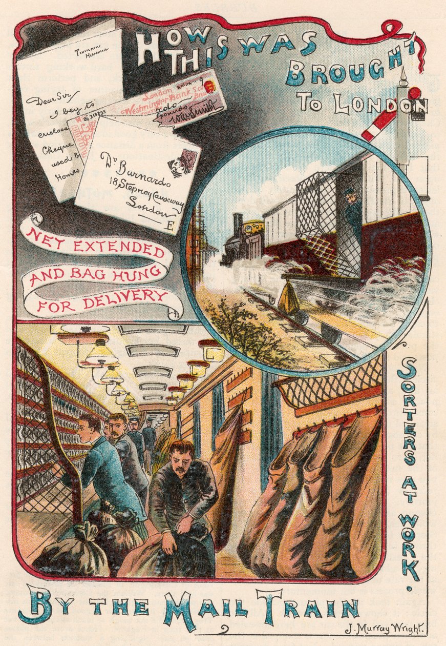 قطار بريد يحمل رسائل إلى لندن من بلدات ومدن في بريطانيا ، c1900 بواسطة غير معروف