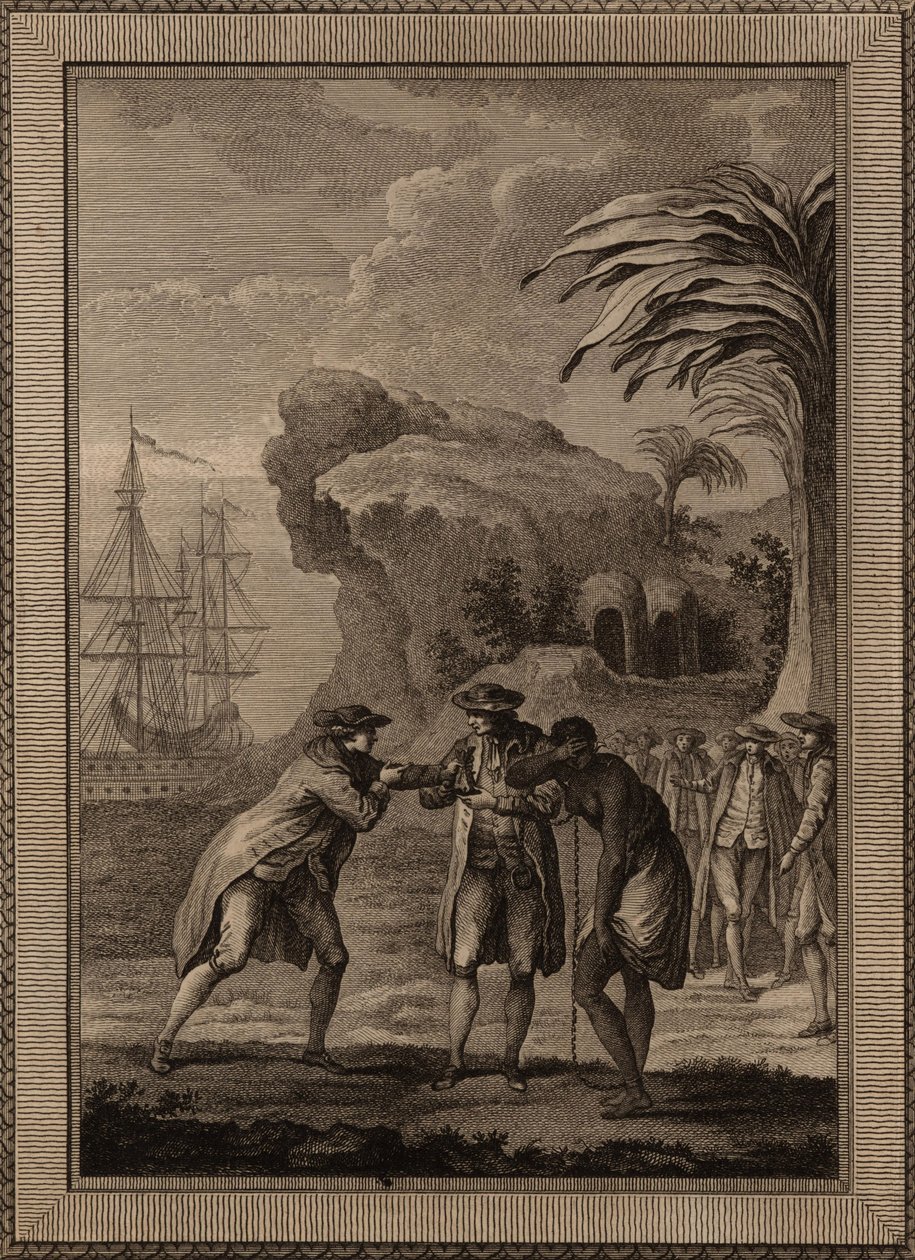 رجل يبيع امرأة عبيد ، 1775. بواسطة غير معروف