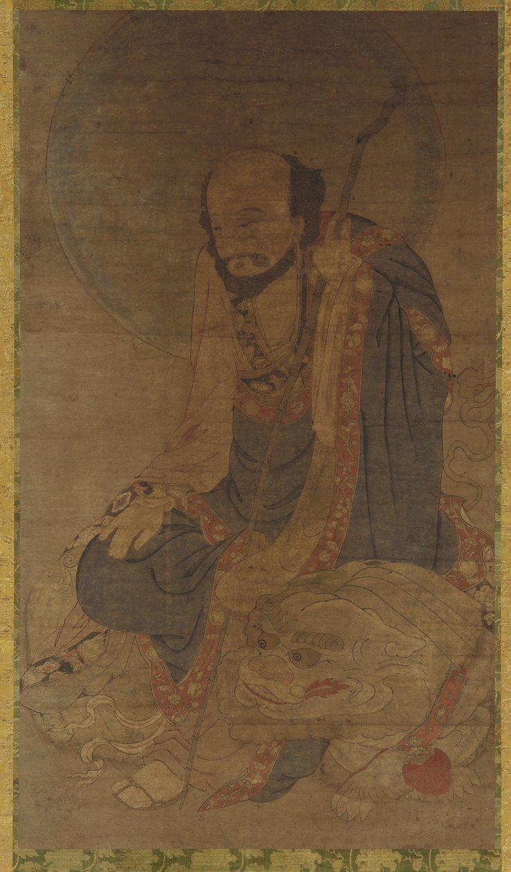 مانجوسري وأسده ، سلالة مينغ ، 1368-1644. بواسطة غير معروف