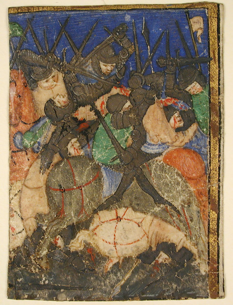 قطع مخطوطة يُظهر مشهدًا من الكتاب المقدس العبري ، ... حياة الملك داود ، كاليفورنيا. 1400. بواسطة غير معروف