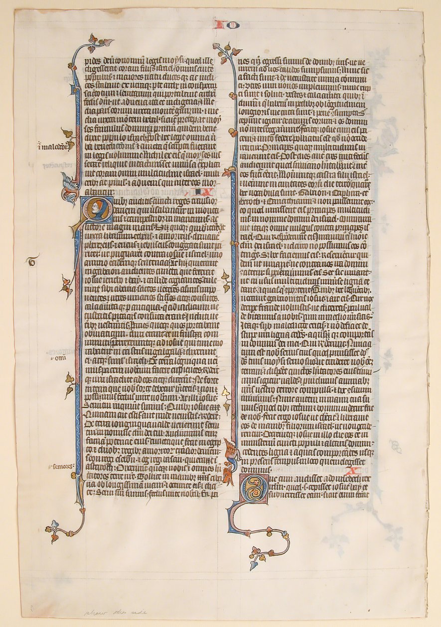 مخطوطة ورقة من الكتاب المقدس ، كاليفورنيا. 1280-1300. بواسطة غير معروف