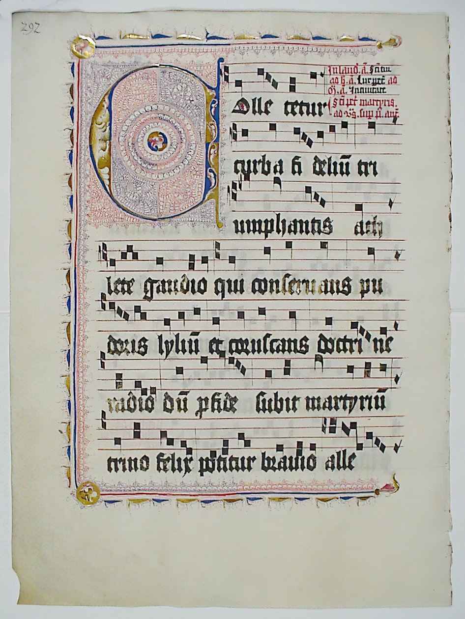 ورقة مخطوطة تحمل الحرف الأول C ، من Antiphonary ، ألماني ، الربع الثاني من القرن الخامس عشر. بواسطة غير معروف