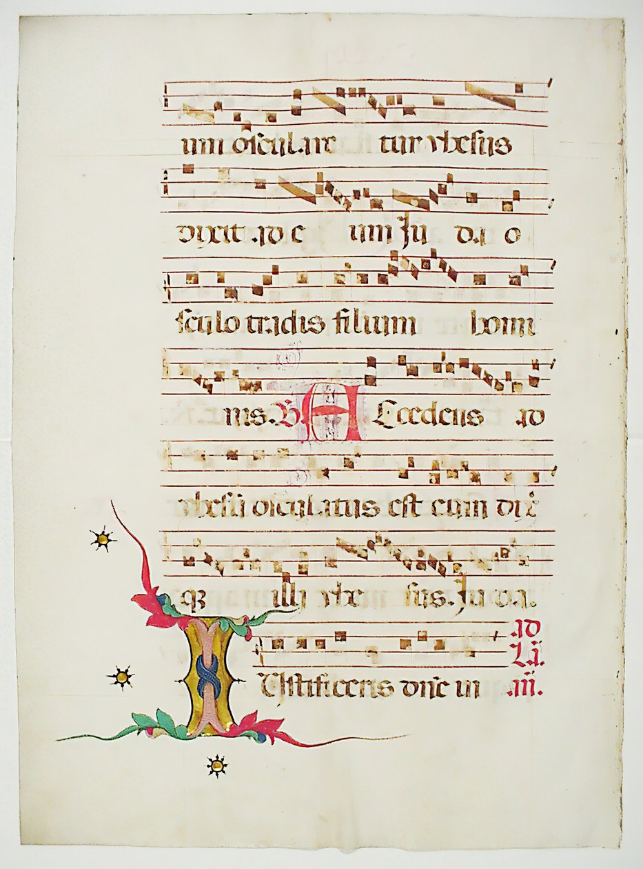 ورقة مخطوطة بالأولى الأولى ، من Antiphonary ، الإيطالي ، القرن الخامس عشر. بواسطة غير معروف