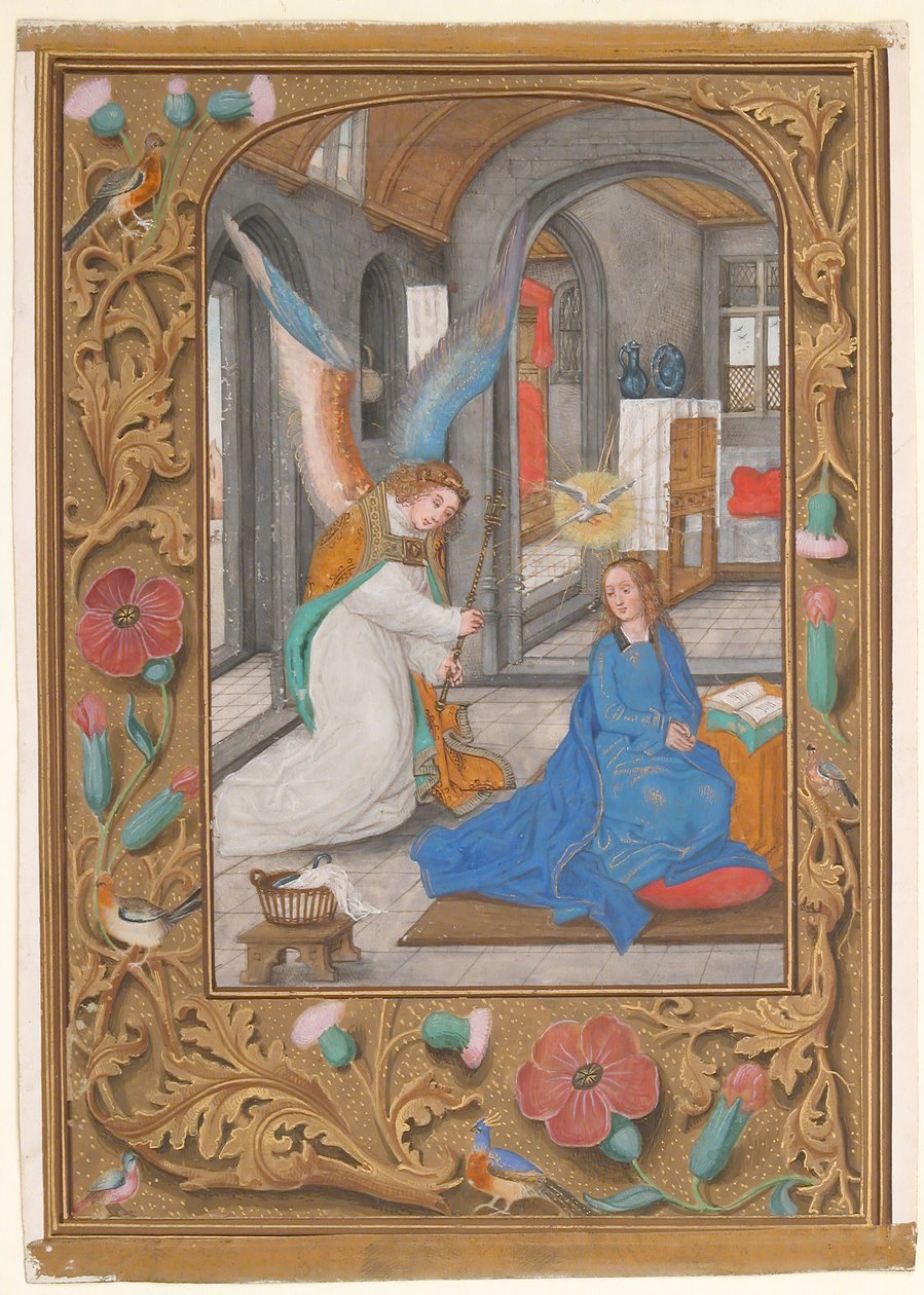 مخطوطة مع البشارة من كتاب الصلوات ح. 1500-1525. بواسطة غير معروف