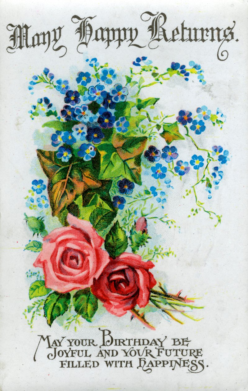 عودة سعيدة كثيرة ، بطاقة عيد ميلاد ، c1921 بواسطة غير معروف