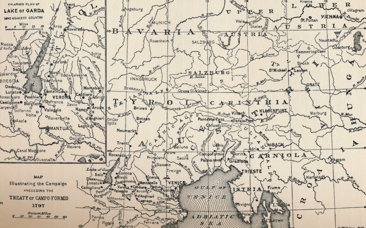 خريطة توضح الحملة السابقة لمعاهدة كامبو فورميو ، 1797 ، 1896 بواسطة غير معروف