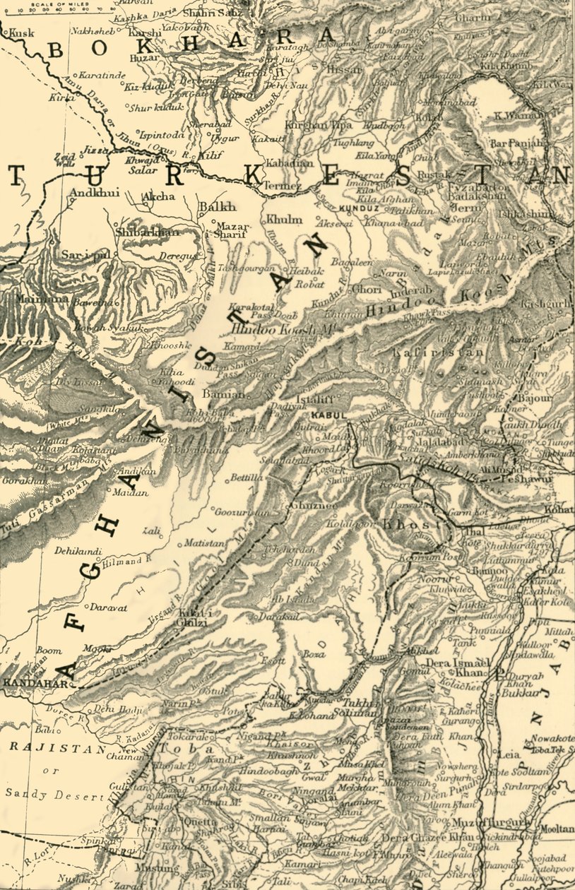 خريطة تشير إلى طريق الجنرال روبرتس إلى كابول ... والحدود البريطانية والروسية ، 1901. بواسطة غير معروف