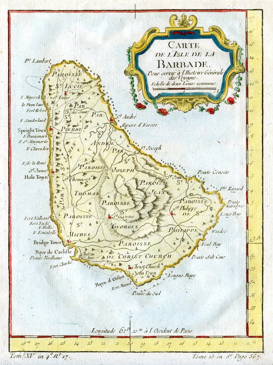 خريطة بربادوس ، c1764 بواسطة غير معروف