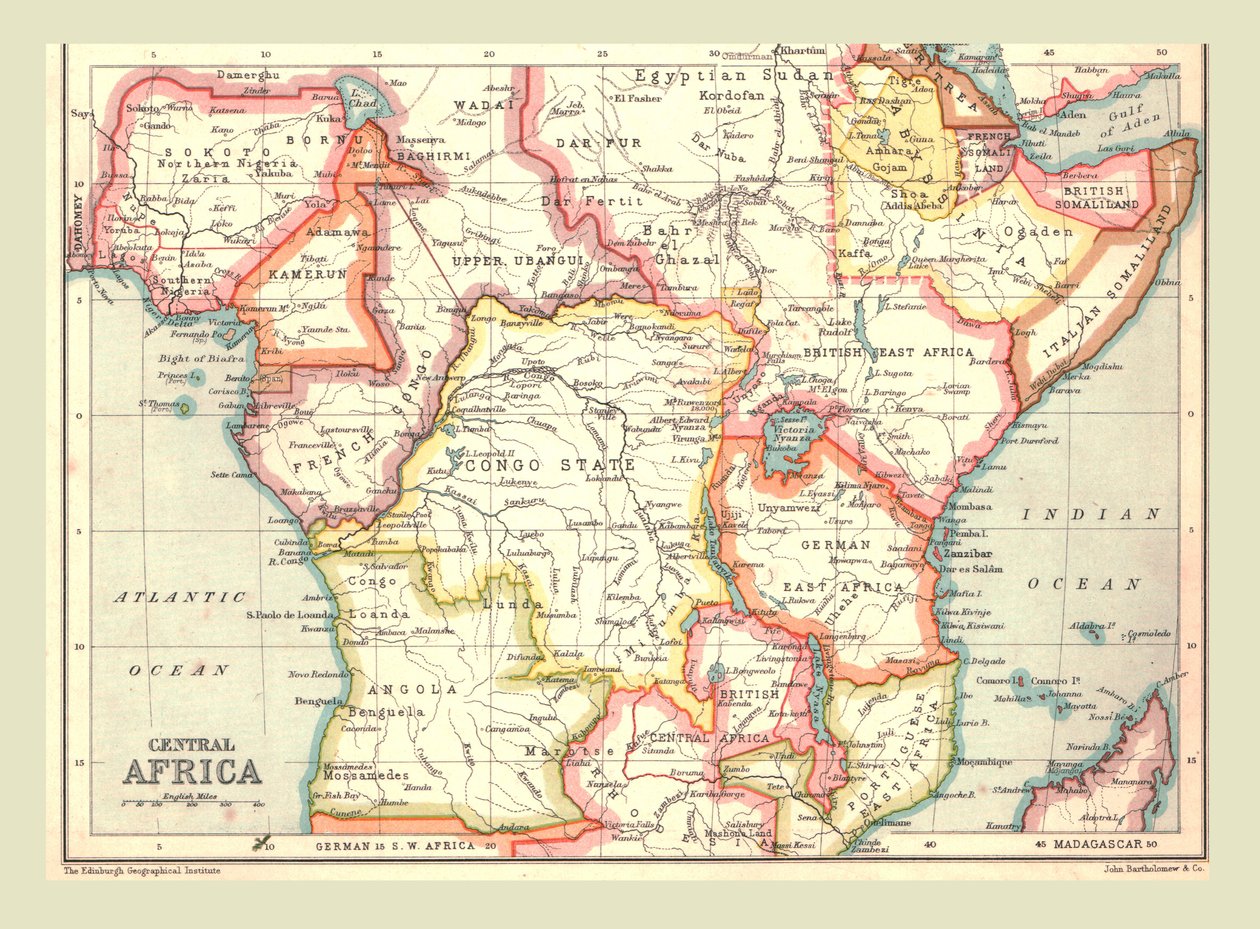 خريطة أفريقيا الوسطى ، 1902. بواسطة غير معروف