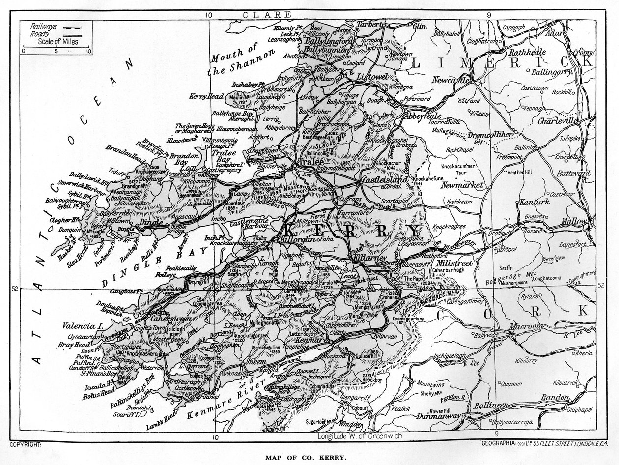 خريطة مقاطعة كيري ، أيرلندا ، 1924-1926 بواسطة غير معروف