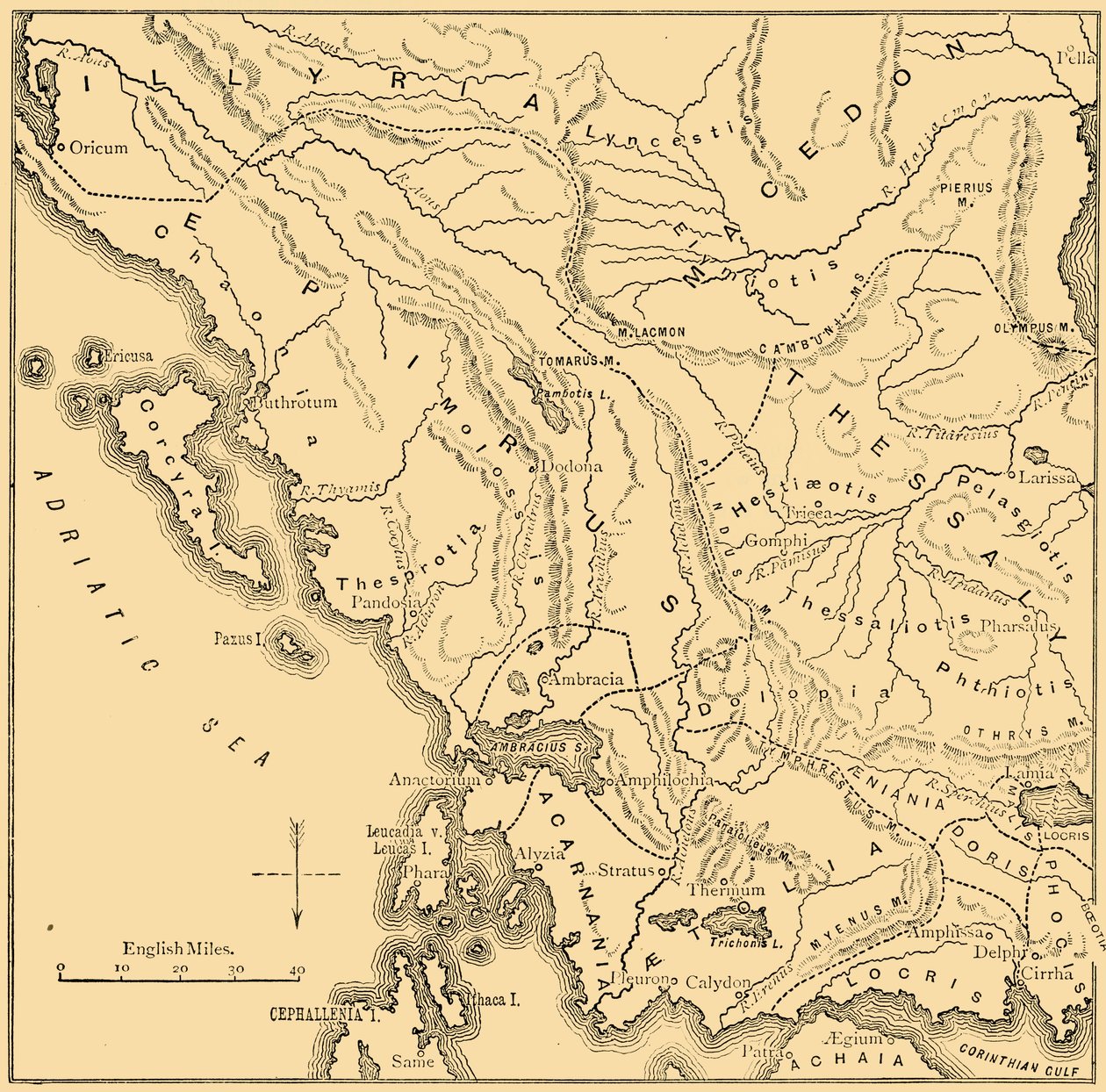 خريطة إبيروس وغرب اليونان ، 1890. بواسطة غير معروف