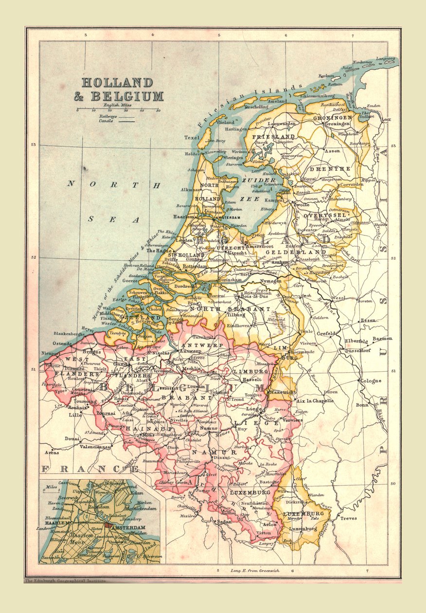 خريطة هولندا وبلجيكا ، 1902. بواسطة غير معروف