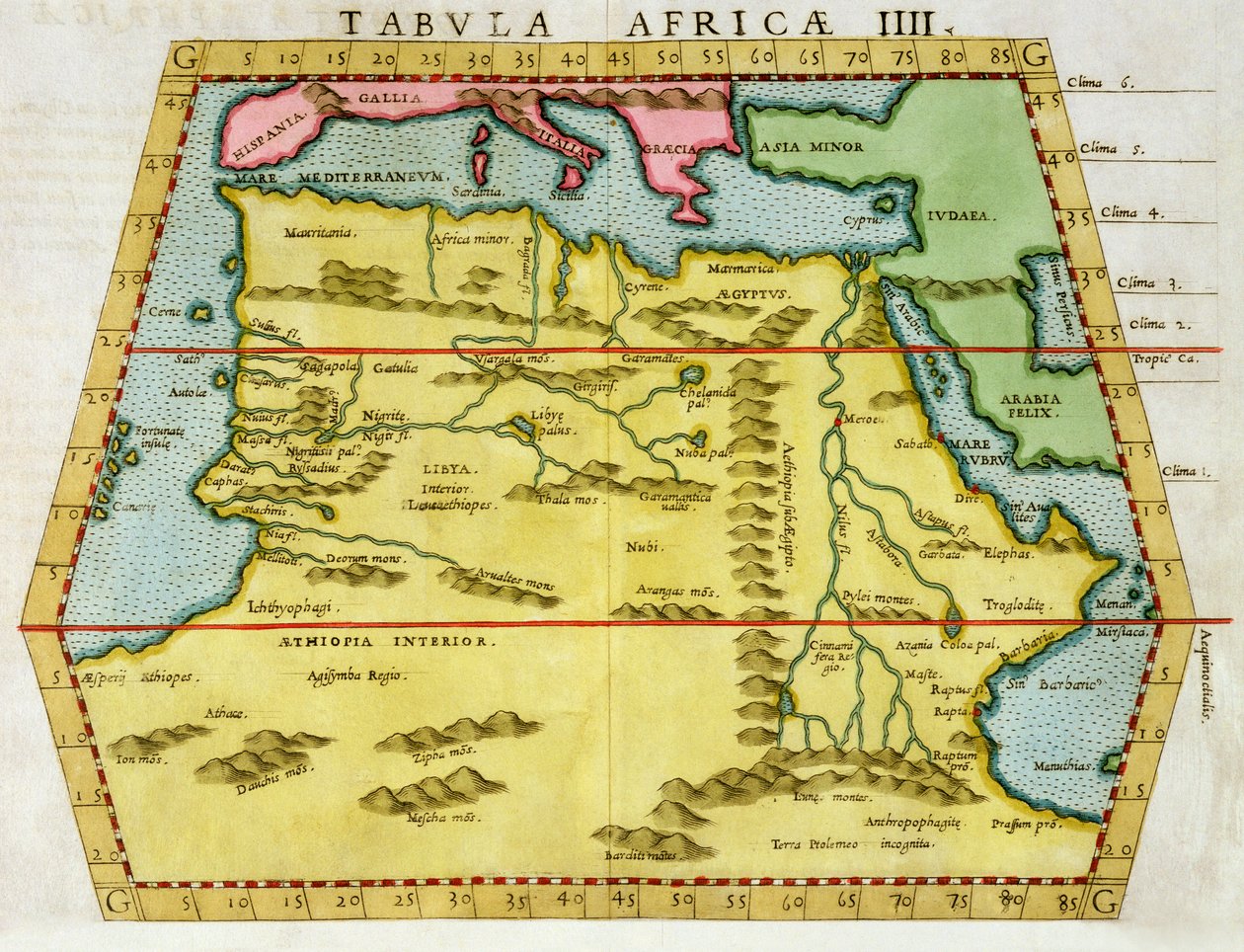 خريطة شمال إفريقيا ، حوالي عام 1580 بواسطة غير معروف
